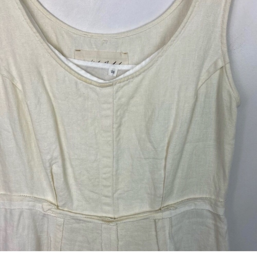 Anthropologie Koto Bolofo White Annike Linen Dress Size 6 Textured Midi Length - Picture 5 of 8
